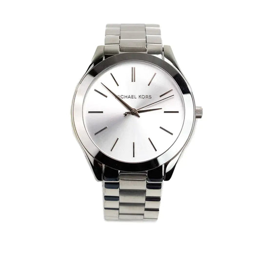 Slim Runway Mono Silver-Toned Silver Dial Watch